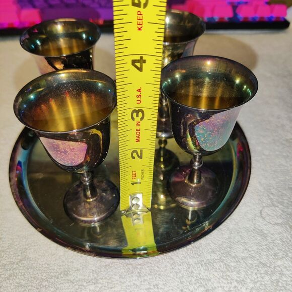 Vintage Wm Rogers Silver-plated Goblet Set with Serving Tray Pre Owned - Picture 11 of 16